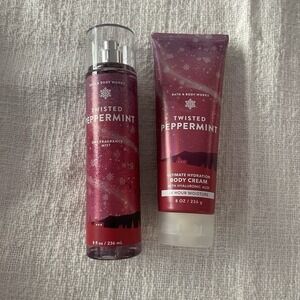 Bath & Body Works Twisted Peppermint Body Cream & Fragrance Spray Holiday NEW